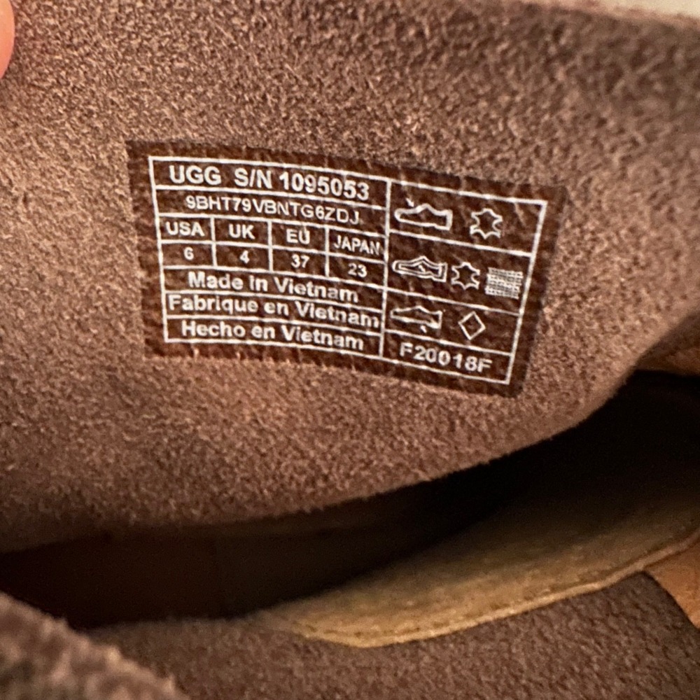 UGG Women's Bandara Brown Velvety Suede Ankle Booties Block Heel Side Zip Size 6 - Picture 6 of 6